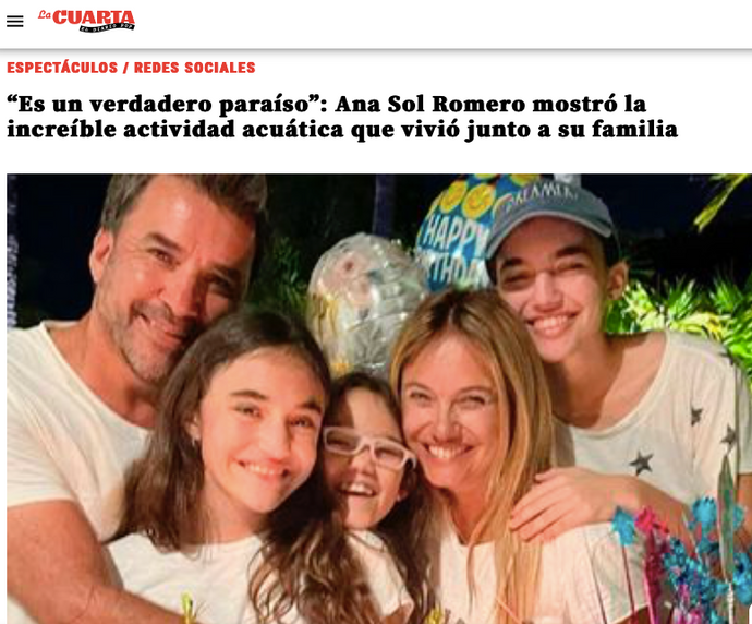 “Es un verdadero paraíso”: Ana Sol Romero mostró la increíble actividad acuática que vivió junto a su familia - LA CUARTA